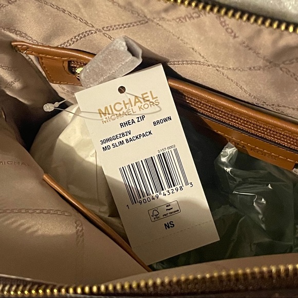 MICHAEL KORS Rhea Medium Slim Logo Backpack -Brown - Picture 9 of 12